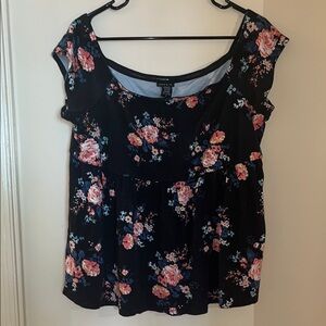 Torrid Black Floral Blouse